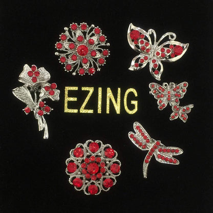 Ezing Lot 24pc Shining Rhinestone Crystal Brooches Pins DIY Wedding Bouquet Kit (H)