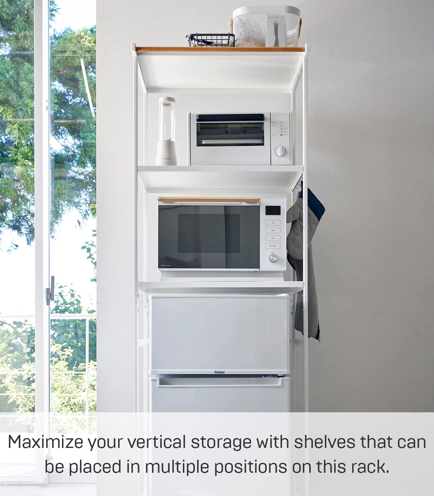 Yamazaki Home Kitchen Appliance 3 tier Storage Rack-Standing Organizer Shelves, One Size, Black