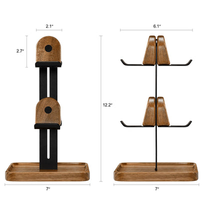 blingwider Game Controller Wood Stand for Desk, Adjustable 2 Tiers Game Controller Holder for PS/Xbox/Switch/Nintendo,Dual Tiers Controller Holder On The Desk,Solid Wood,4-in-1 Black