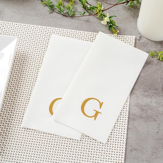 Luxenap 15.8 X 7.9 Inch Linen-Feel Guest Towels, 50 Lettered Hand Towels