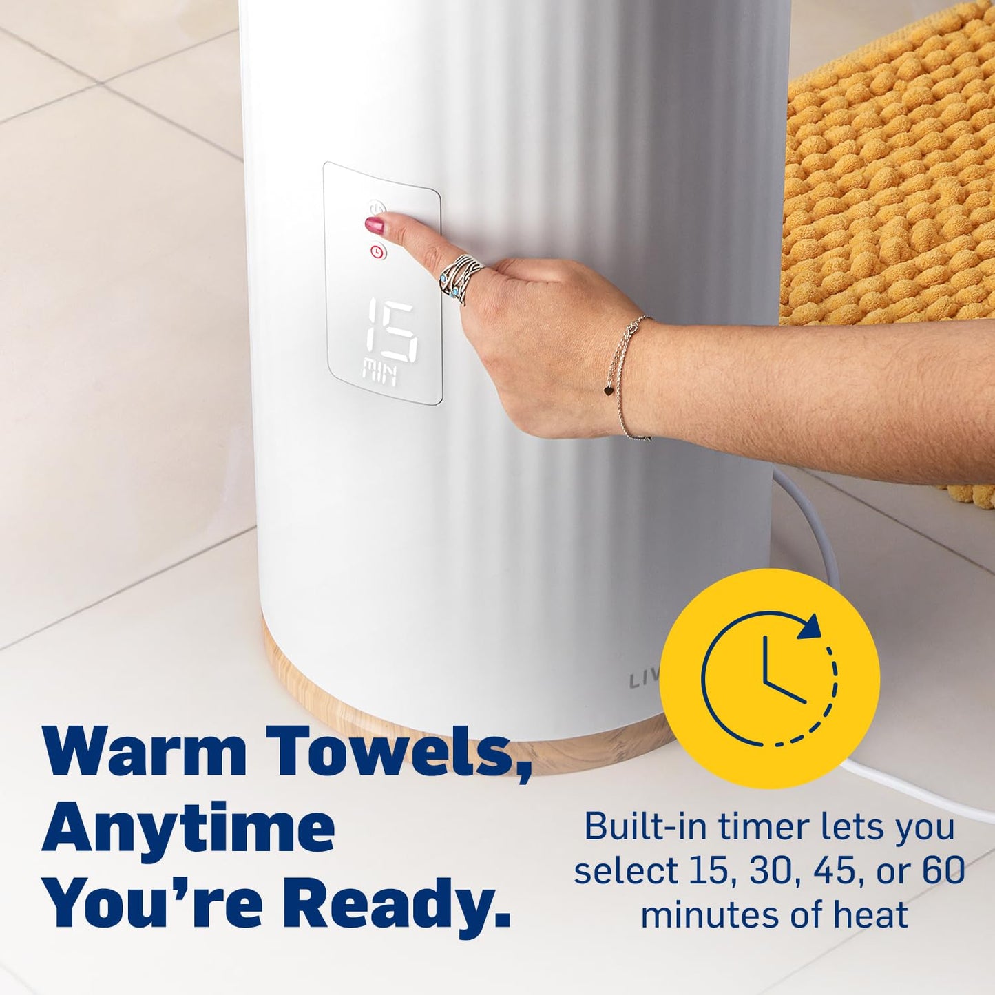 Live Fine Towel Warmer | Bucket Style Luxury Heater with LED Display, Adjustable Timer, Auto Shut-Off | Fits 40” x 70” Oversized Towel - Height 21.25 Inches and 12.9 Inches Wide