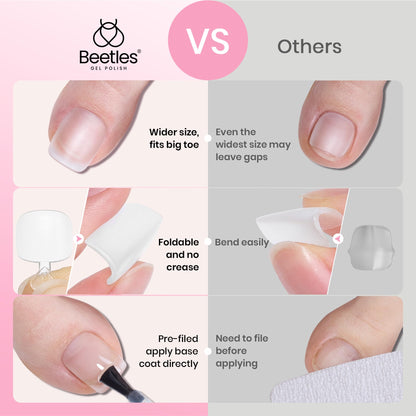 Beetles Gel Nail Kit Short Almond with Nail Dehydrator and Primer, 576Pcs Half Matte Etch-X Gel Nail Tips Solid Nail Glue Mini Nail Lamp Acrylic Nail Tips Easy DIY Nail Extension Set Gift for Women