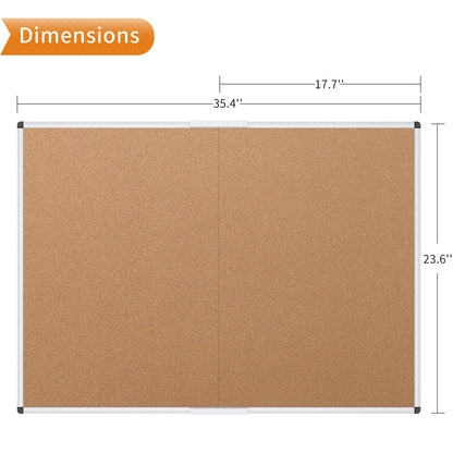 VIZ-PRO Cork Bulletin Board/Foldable Noticeboard, 36 X 24 Inches, Silver Aluminium Frame