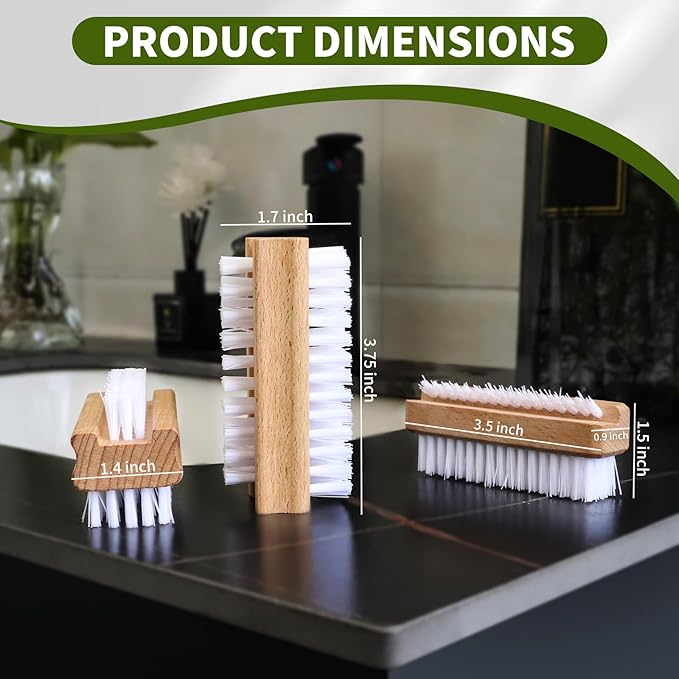 4 Pack Wooden Nail Brush