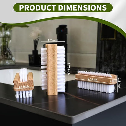 4 Pack Wooden Nail Brush