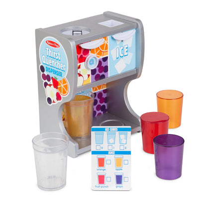 Melissa & Doug Thirst Quencher Wooden Drink Dispenser with Juice Inserts, Ice Cubes & Play Kitchen Accessories, Preschool Learning Toys for Girls & Boys 3+ - FSC Certified