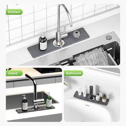 15.8" x 4" Stone Faucet Mat for Kitchen Sink, Quick Drying Diatomite Sink Tray