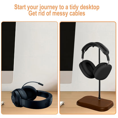 JE Walnut Headphone Stand for Desk- Universal Wood&Aluminum Headset Stand Metal Gaming Headphone Holder with Heavy Duty Base for AirPods Max, Xbox One, Sony, Beats, Most Music Headphones(Sliver)