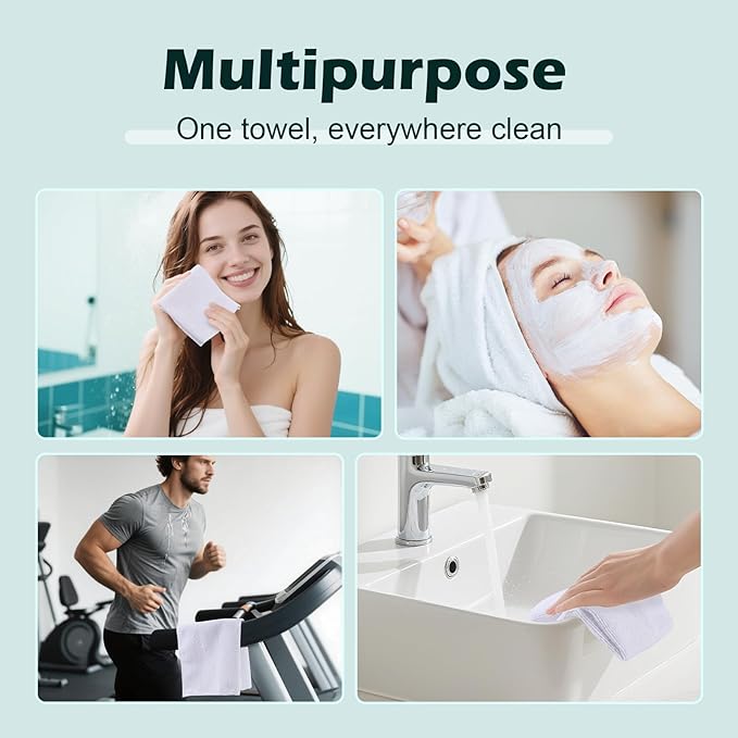 White Washcloths Bulk 400 Pack, Highly Absorbent & Quick Drying Face Towels