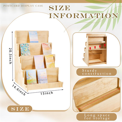 Barydat Wooden Card Display Stand Stationary Organizer Sticker Stand for Vendor Crafts Greeting Card Organizer Rack Retail Display Holder(14.57 x 14.96 x 20.47 Inch (4 Tier),Wood)