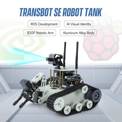Yahboom Raspberry Pi 5 Robot Track Tank Car Kit with Robotic Arm Artificial Intelligence Learning Electronic Programming for Teens Adults (Transbot-SE with Pi 5 4G)