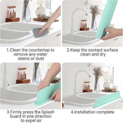 19.29 inch Kitchen Sink Splash Guard, Silicone Sink Baffle Splash Guard