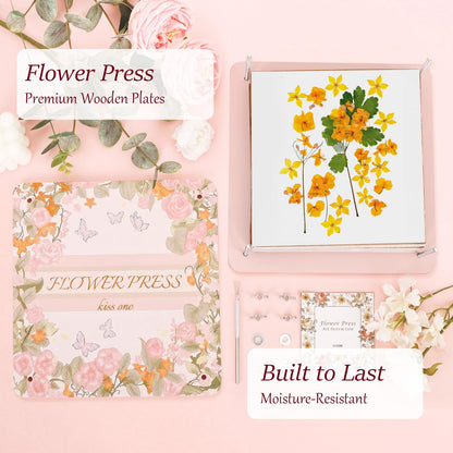 Flower Press Kit – 11"x11" Large Wooden Plant Press for DIY Pressed Flowers & Bouquet Preservation | Scrapbooking & DIY Crafts | Craft Kit for Adults & Teens | Ideal Gift for Nature & Art Lovers