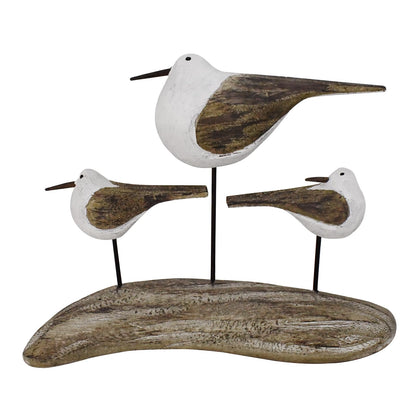 wovorins Wood Bird Statue Nautical Decor Decorative Seagull Sculpture Hand Carved Wooden Sea Birds Figurine Coastal Ocean Beach Themed Decoration for Home Yard Bathroom Living Room (B)