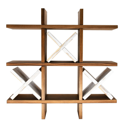 Owlgift Tic Tac Toe Toilet Paper Holder Rack Rustic Burnt Wooden Toilet Paper Storage Bathroom Hanging Storage Wall Mounted Shelves Décor for Toilet Tissue Farmhouse