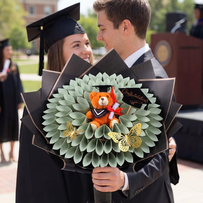 Suncalla 119 Pcs Graduation Gifts Money Bouquet Kit Class of 2026 Black Gold DIY Flower Wrapping Paper DIY Bouquet with Congrats Grad Card for Middle High School College Women Men