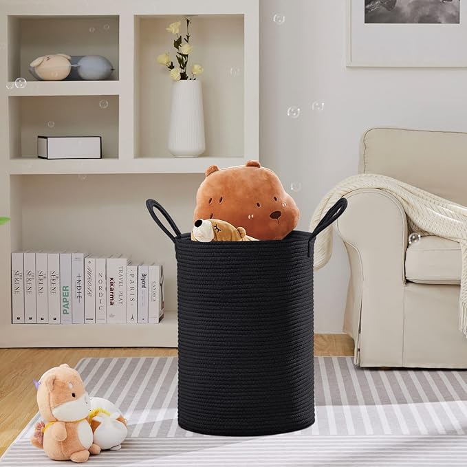 VIPOSCO Large Laundry Hamper, Tall Woven Rope Storage Basket