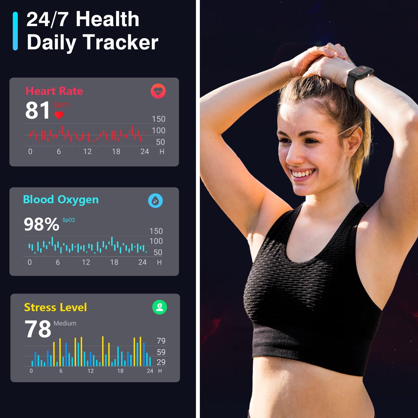 Smart Watches for Women Men, 2025 Smartwatch 1.8'' Alexa Fitness Tracker Smart Watch Compatible for Android iPhone with Bluetooth Call (Answer/Make), IP68 Waterproof Heart Rate/Sleep/SpO2 Monitor 110+