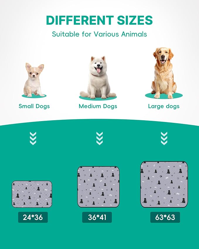 JollyMate 36"x41" Washable Pee Pads for Dogs, Ultra-Absorbent and Leak-Proof Reusable Pee Pads, Non-Slip Reusable Puppy Pads, Waterproof Dog Pee Pads, 2 Pack