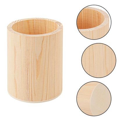 IHDYPPEW 18 Pack Round Unfinished Wooden Pencil Holder, 3 x 3 x 4 Inch Wood Pencil Cup Holder, Wood Crafts Pencil Cup for Desk, Office, DIY Project