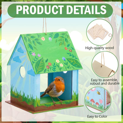 DoubleFill 20 Pack Wooden Bird Feeder Kits for Kids Make Your Own Bird Feeder Crafts Painting Kits DIY Birdhouse Building Crafts Children GITS for Outdoor Spring Summer Decor