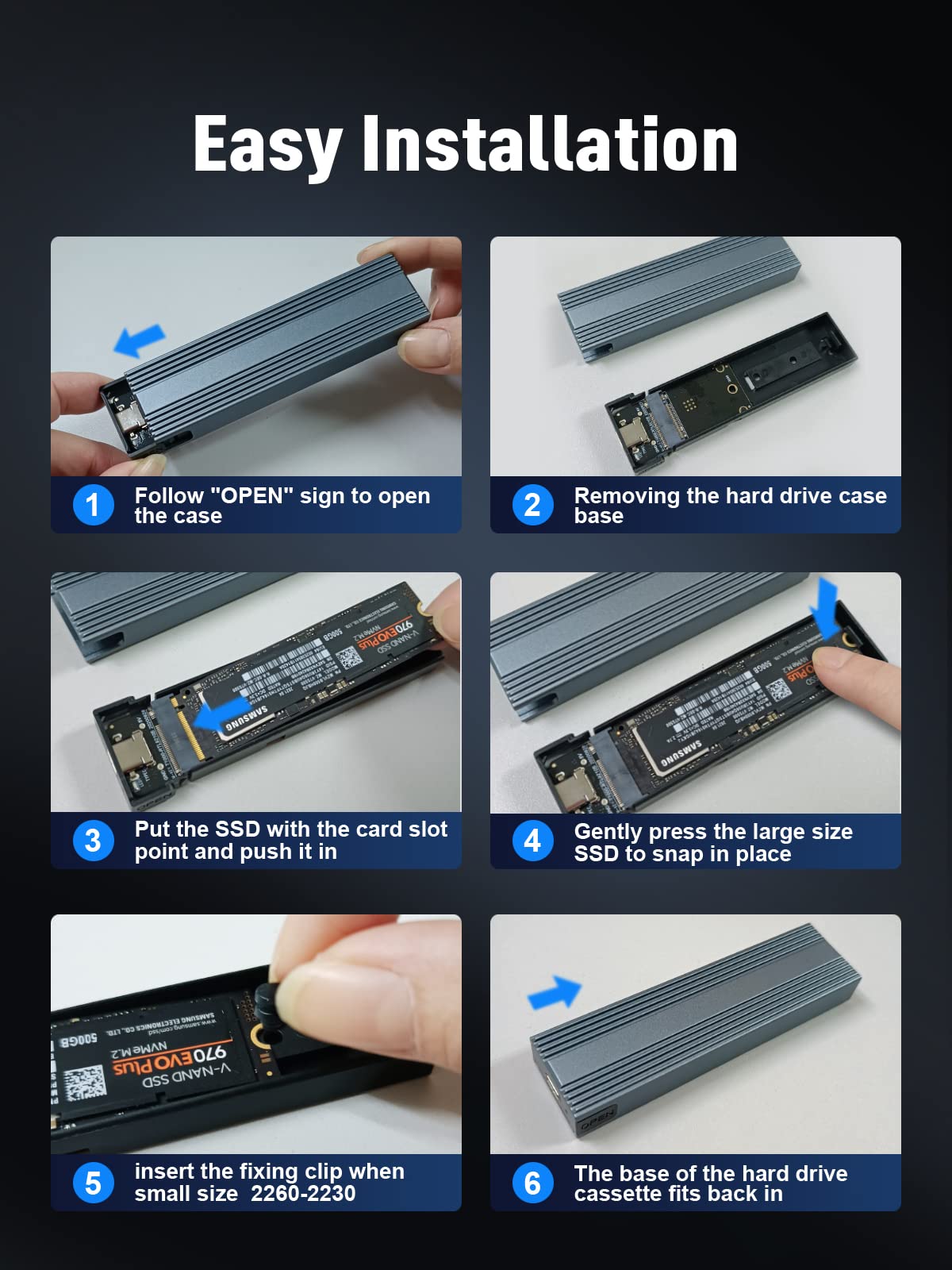 V VCOM M.2 NVMe SSD Enclosure,USB C External Adapter, USB 3.2 Gen2 (10Gbps) with UASP, Trim Support - M-Key(B+M Key) for 2230/2242/2260/2280 SSDs