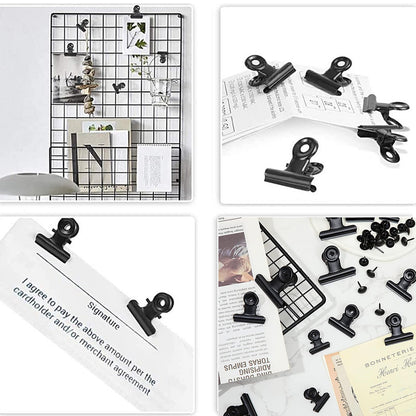 Bulldog Clips with Hole for Push-pin, Paper File Clips with Strong Spring, Small Metal Binder Clips, Seal Clamps for Coffee Tea Food Bags, Decorative Clips for DIY Photo Grid (Black,2inch)