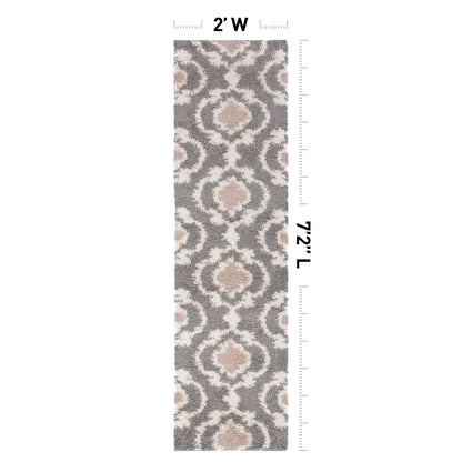 Rugshop Cozy Moroccan Trellis Gray/Cream 2' x 7'2" Indoor Shag Area Rug Runner