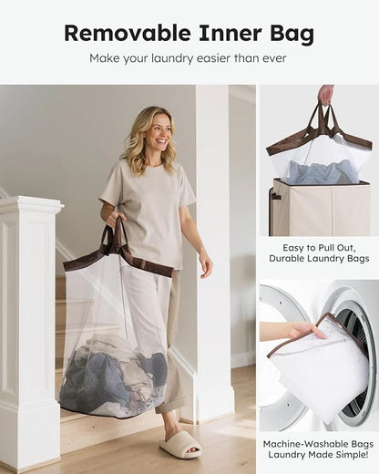 SOLEDI Laundry Hamper with Lid 130L Large & Tall Collapsible Laundry Basket