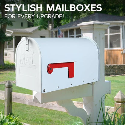 BlissBoard White Mailboxes for Outside Post Mount, Galvanized Steel Metal Mailbox, Standard Size, 20 x 8.7 x 6.7 Inches