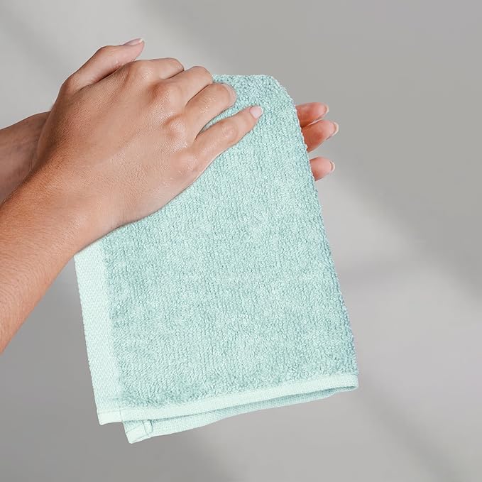 Amazon Basics face Towels for bathroom, 100% Cotton Extra Absorbent washcloth