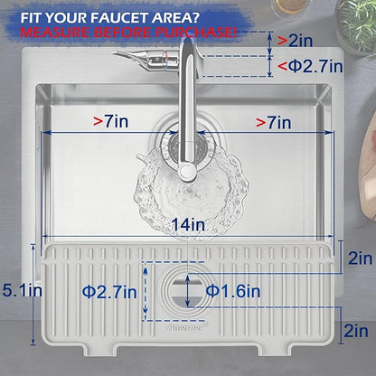 Kitchen Sink Splash Guard, Silicone Faucet Guard & Draining Mat, Bathroom and