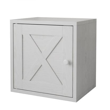 FUSUNBAO Magic DIY Cube Storage Organizer Stackable Cubes for Home Books Clothes Toy-Modular Cubby Storage System-Office Cubical-Bookcase Closet (Pure White-Washed, Door Cube)