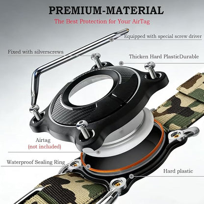 Upgraded AirTag Dog Collar,Waterproof Tactical Dog Collar with AirTag Holder, Control Handle and Metal Buckle,Heavy Duty Dog Collars for Large Dogs(AirtagCamo，XL