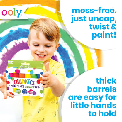 Ooly Chunkies 12 Mess Free Paint Sticks For Kids, Tempera Paint Sticks Kid Safe Colors, No Mess Quick Drying Art Supplies for Toddlers and Kids