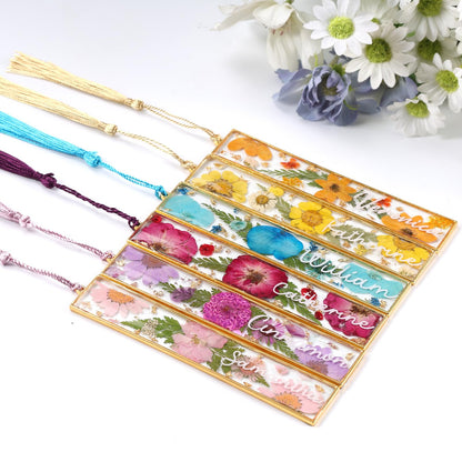 LET'S RESIN 12pcs Bookmark Bezels for Resin with Tassels, UV Resin Molds for DIY Bookmarks, Metal Bookmark Bezels Bulk for Craft Supplies & Wind Chime Accessories (Tape Not Included)