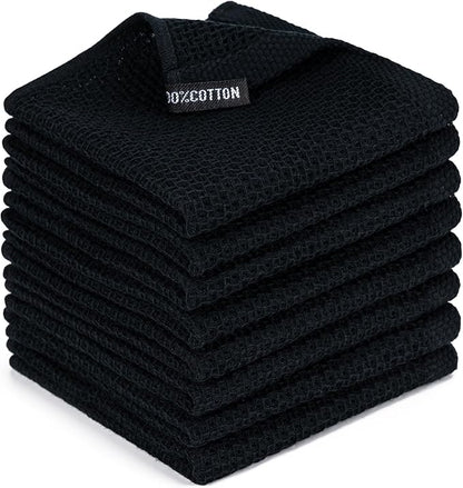 BOOMIBOO 8-Pack Kitchen Dish Cloths, 100% Cotton Waffle Weave, Ultra Soft