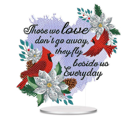 SHLUHA Diamond Art Kits for Adults Diamond Art Cardinals Design Special Shape Acrylic Tabletop Ornament Crystal Mosaic Home Table Decor Handmade Christmas Gift(LL064)