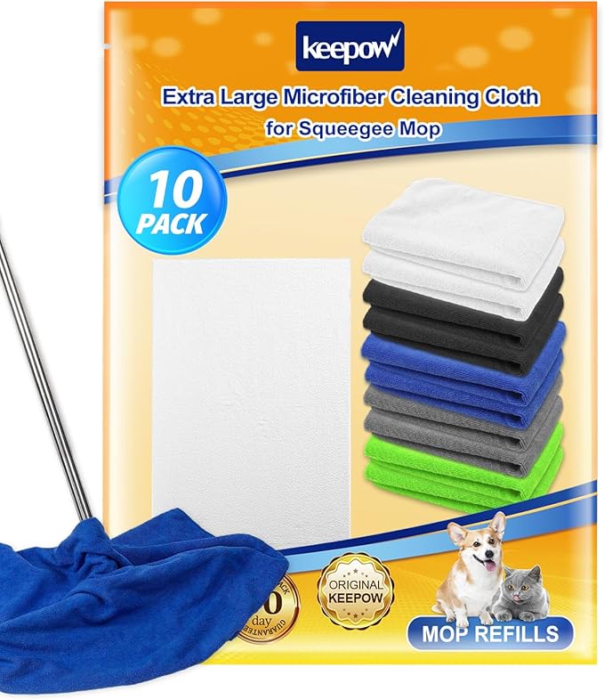 KEEPOW 10PCS Microfiber Cleaning Cloths Extra Large 30" x 20", Washable