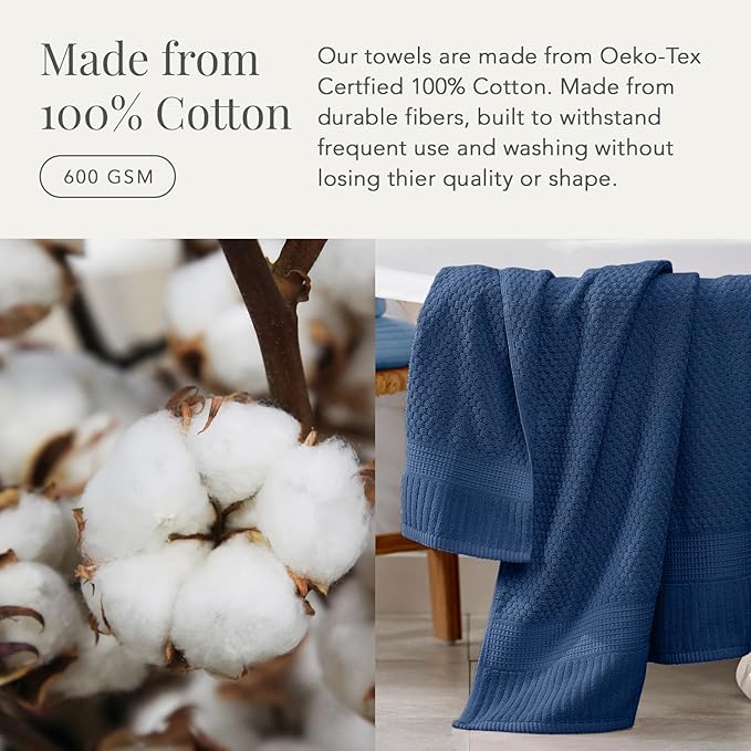 NY Loft 100% Cotton Hand Towels| 6 Pack Hand Towel Set | Absorbent & Quick-Dry