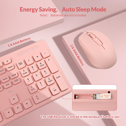 Wireless Keyboard and Mouse Combo - Rii Standard Office PC Keyboard and Optical Wireless Mice (Black)