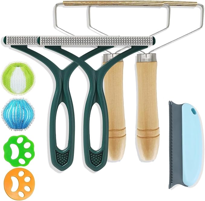 9 Pcs Pet Hair Remover, Portable Dog Cat Hair Remover, Lint Remover, Reusable