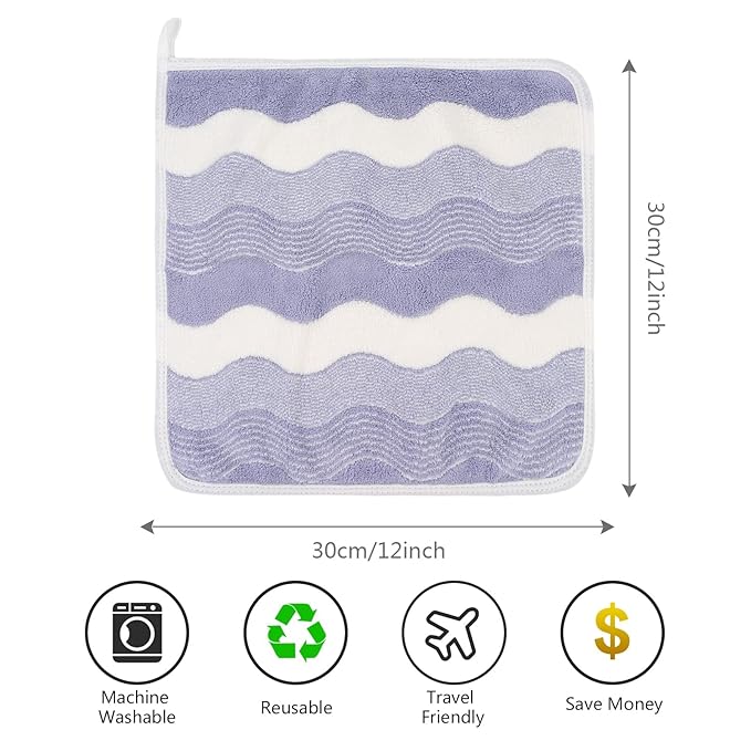 SINLAND Absorbent Coral Velvet Washcloth Ultra Soft Microfiber Face Towels 12 x