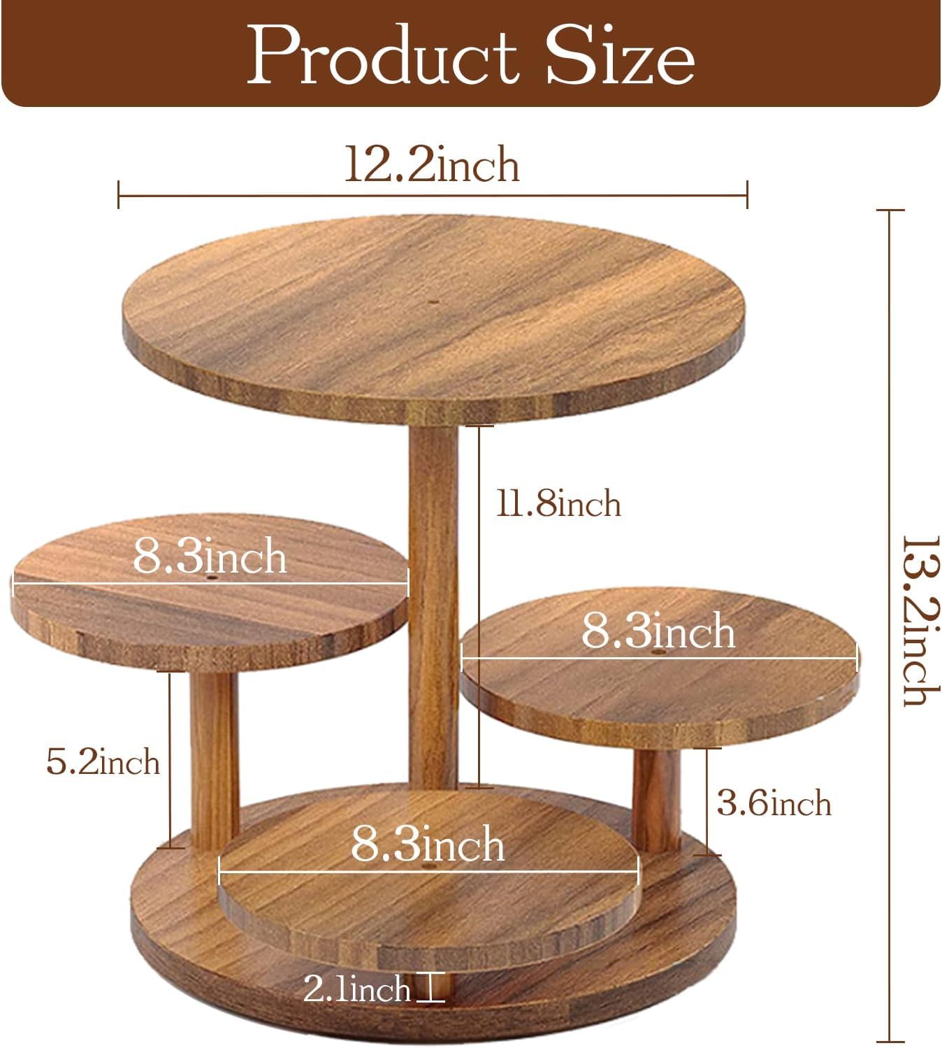 Voittozege 4 Tier Round Wood Cupcake Stand, Large Capacity Dessert Table Display Tower with Flower Shape, Rustic Farmhouse Tiered Tray Decor for Wedding and Birthday, Holds 50 Cupcakes