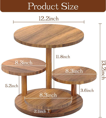 Voittozege 4 Tier Round Wood Cupcake Stand, Large Capacity Dessert Table Display Tower with Flower Shape, Rustic Farmhouse Tiered Tray Decor for Wedding and Birthday, Holds 50 Cupcakes