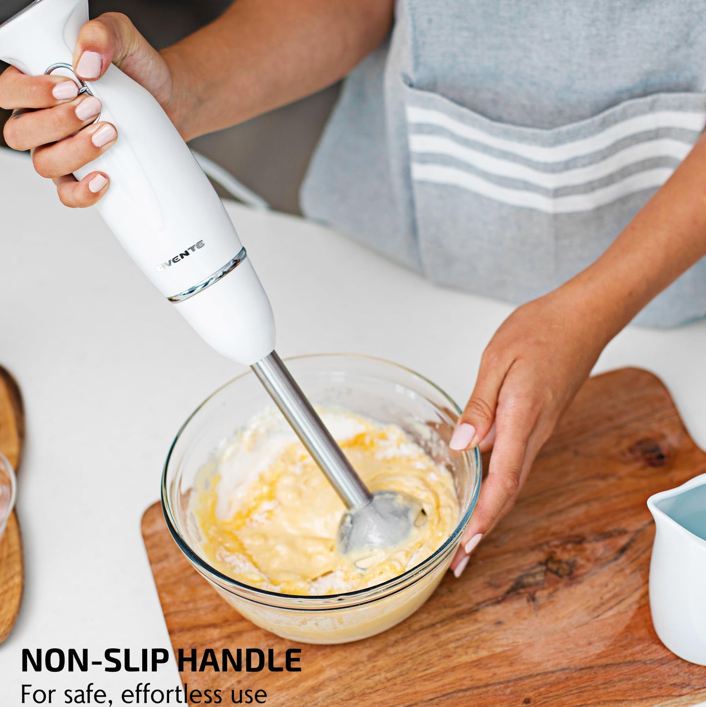 OVENTE Immersion Hand Blender, 300W Electric Handheld Portable Stick Mixer with 2 Mixing Speed and Stainless Steel Blades for Effortless Blending Smoothies, Shakes, Puree or Baby Food, Red HS560R