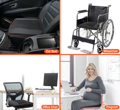 Lofty Aim Car Seat Cushion, Comfort Memory Foam Car Cushions for Driving - Sciatica & Lower Back Pain Relief, Driver Seat Pillow for Auto, Office Chair, Wheelchair - Black