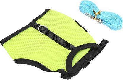 Pet Mesh Traction Harness Chest Back Leash Rabbit Guinea Pig Supplies Mesh Comfortable Adjustable Small Pets (Fruit Green)
