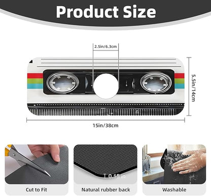 Scratch Back Retro Cassette Kitchen sink faucet pad, strong water absorption