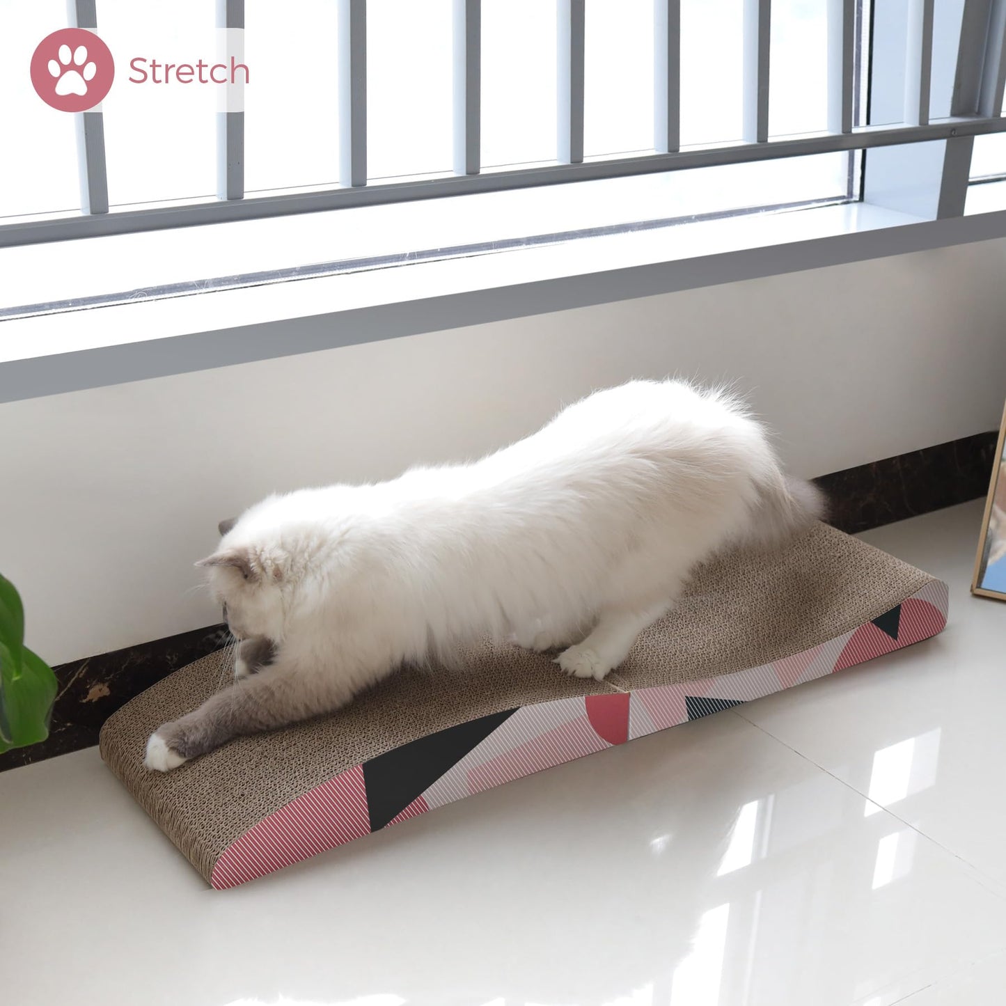ComSaf Wave Curved Cat Scratching Pad, Foldable Cat Scratcher Cardboard, Corrugated Scratch Pad, Long Scratching Lounge Bed for Cat Kitten Kitty, Protecting Furniture, Reversible